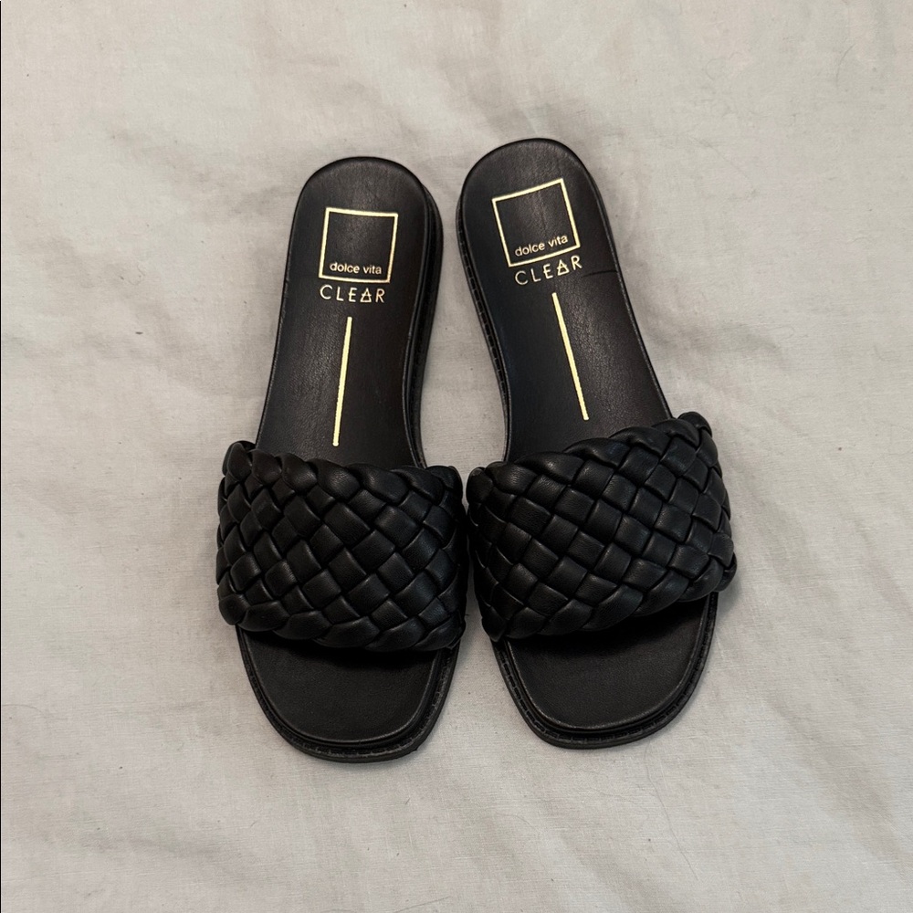 Dolce Vita Black Braided Slide Sandals